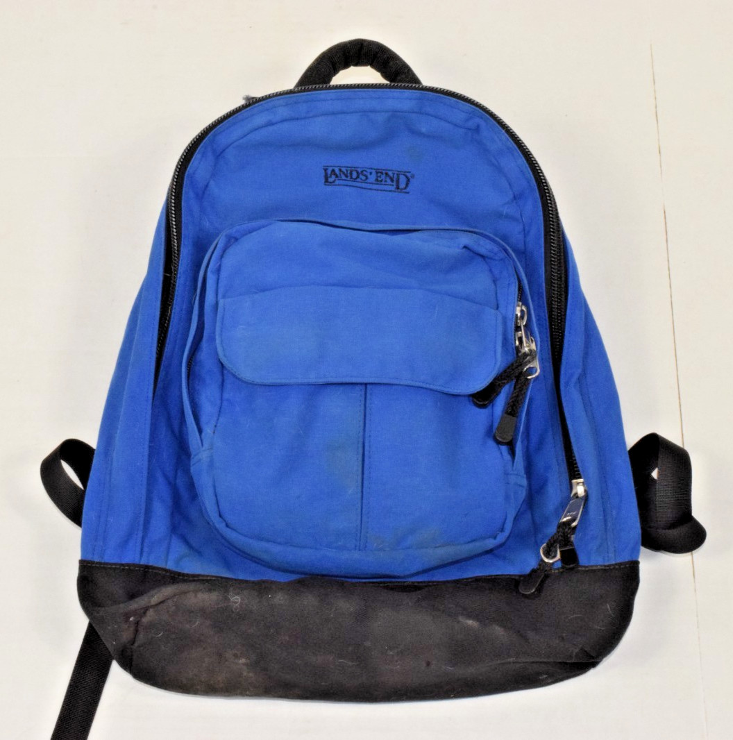Vintage Lands End Backpack 90s Royal Blue Durable Nylon Daypack 16X11In