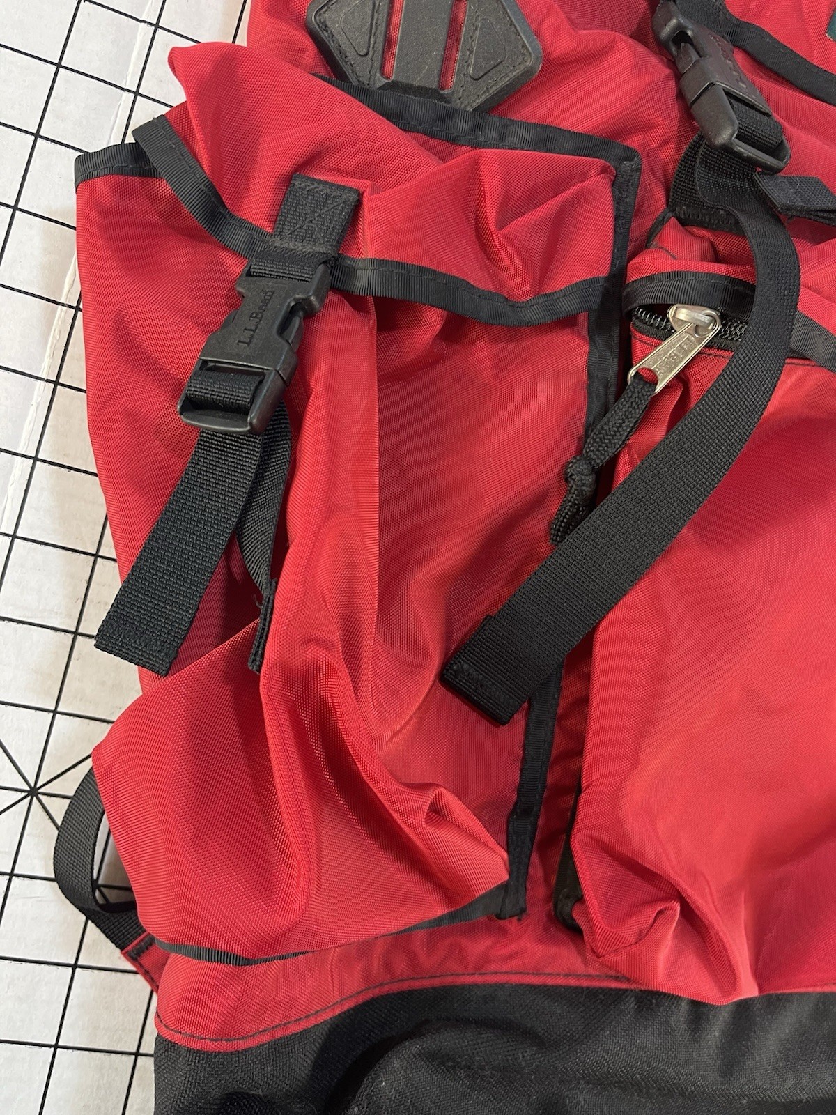 LL Bean Red Black Continental Rucksack Backpack Military Bag Vtg 80s 90s Hiking
