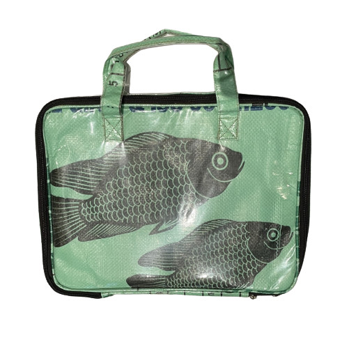 Recycled Fish Feed Deluxe Laptop Bag Handmade in Cambodia Fair Trade