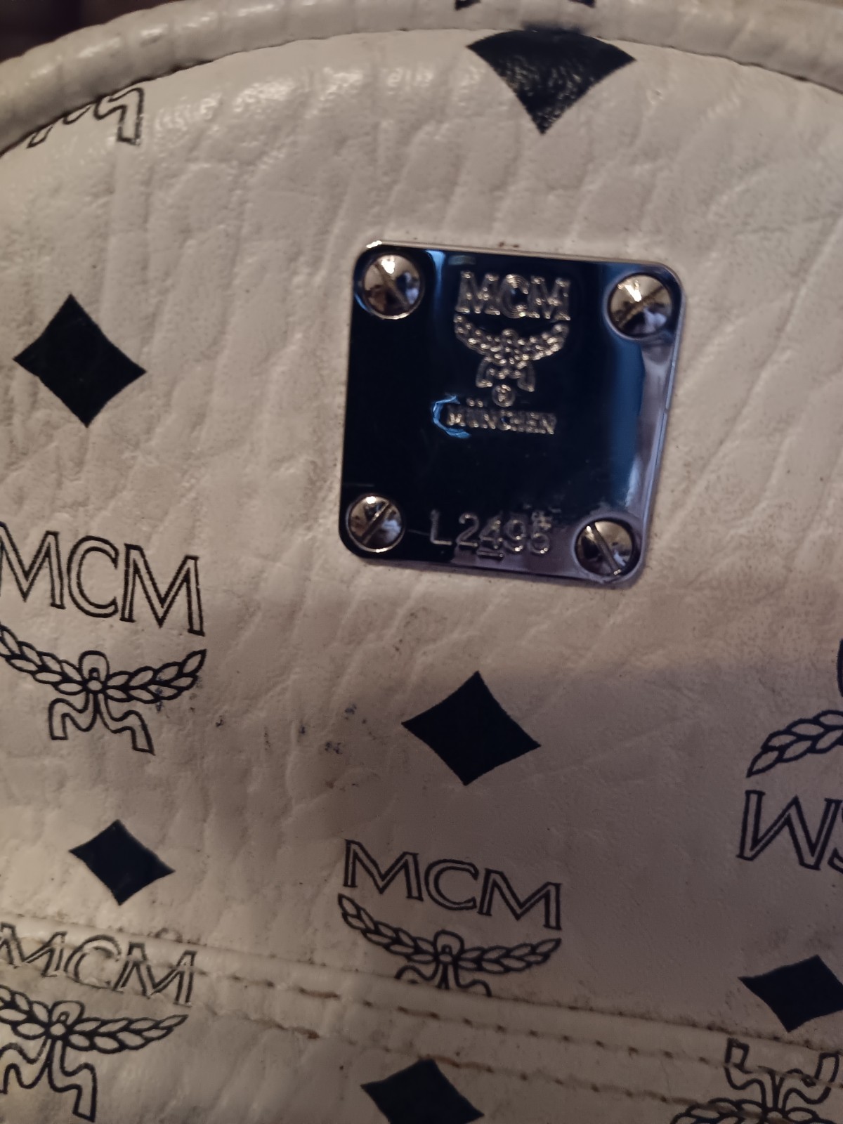 MCM Stark Visetos Mini Backpack In white Studded