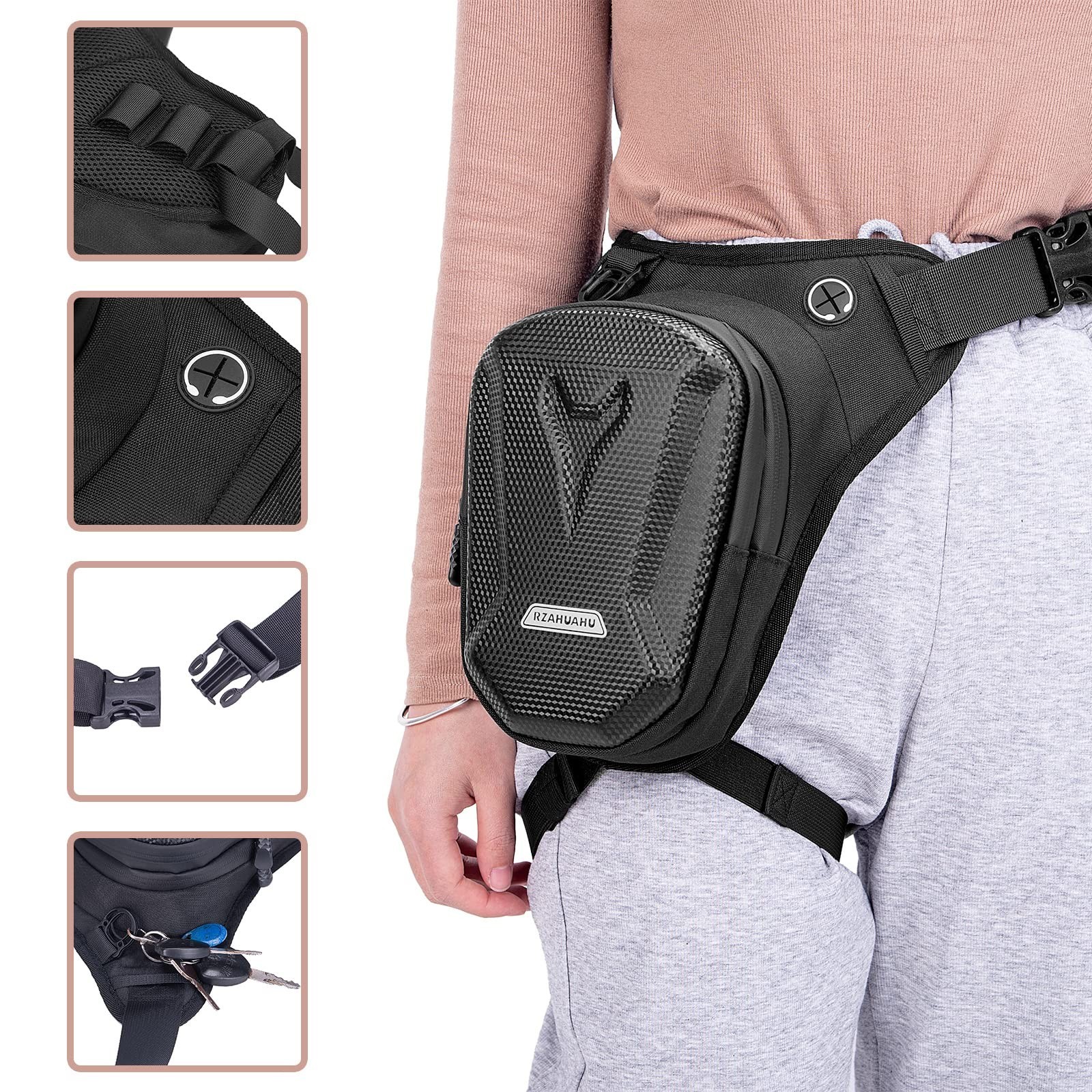 Tactical Motorcycle Waist Pack – Drop Leg Bag for Cycling, Fanny Pouch, Phone St
