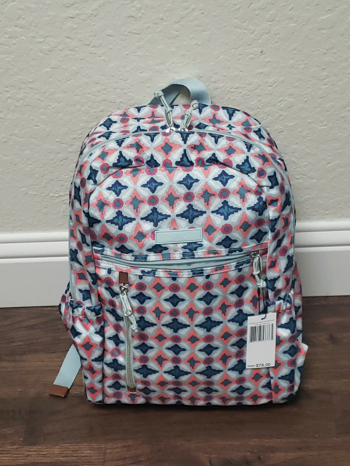 Vera Bradley Lighten up Study Hall Backpack, Water Geo