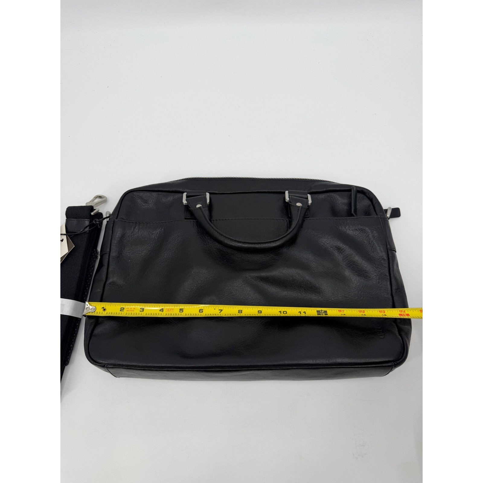 Picard Black Leather Briefcase Slim Laptop Bag Made in Europe NWT