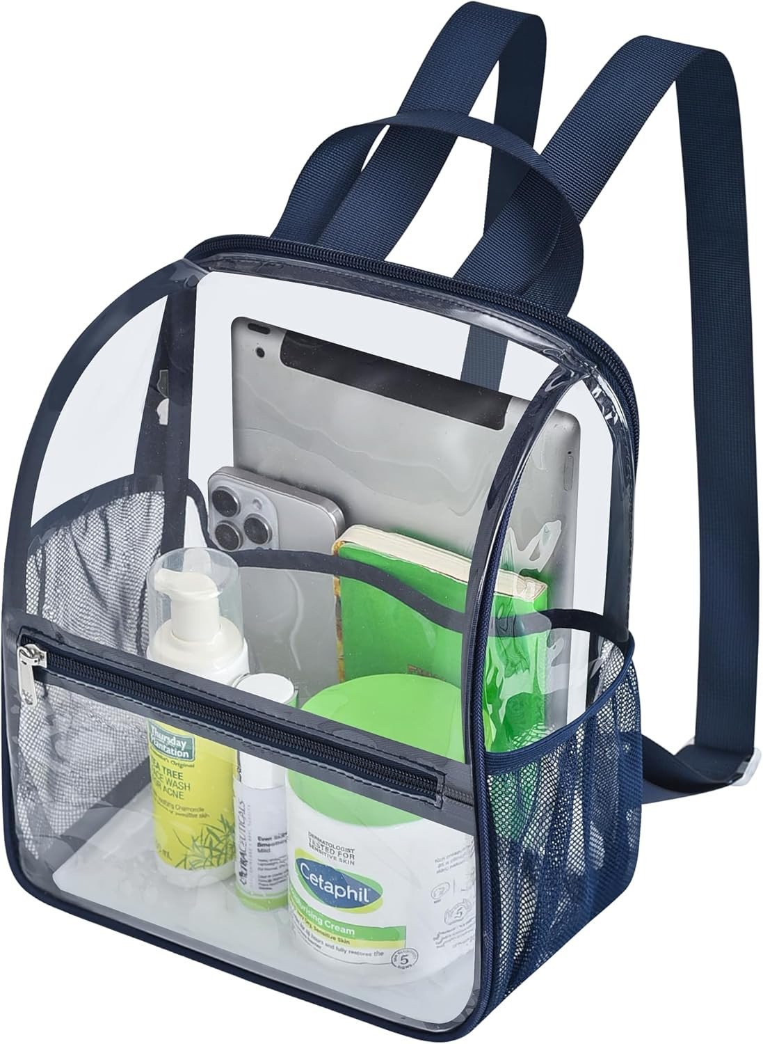 Clear Backpack 12X12X6, Stadium Approved Small Bag | for Women Men, Dual Bottle