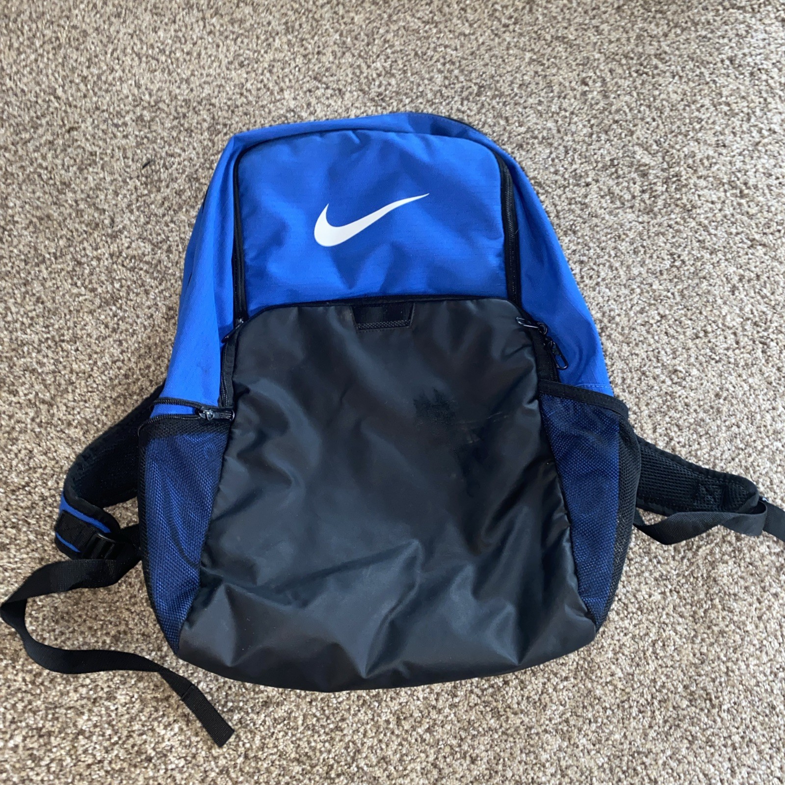 Nike Brasilia Training Backpack Blue Black Book Bag For School Gym Work