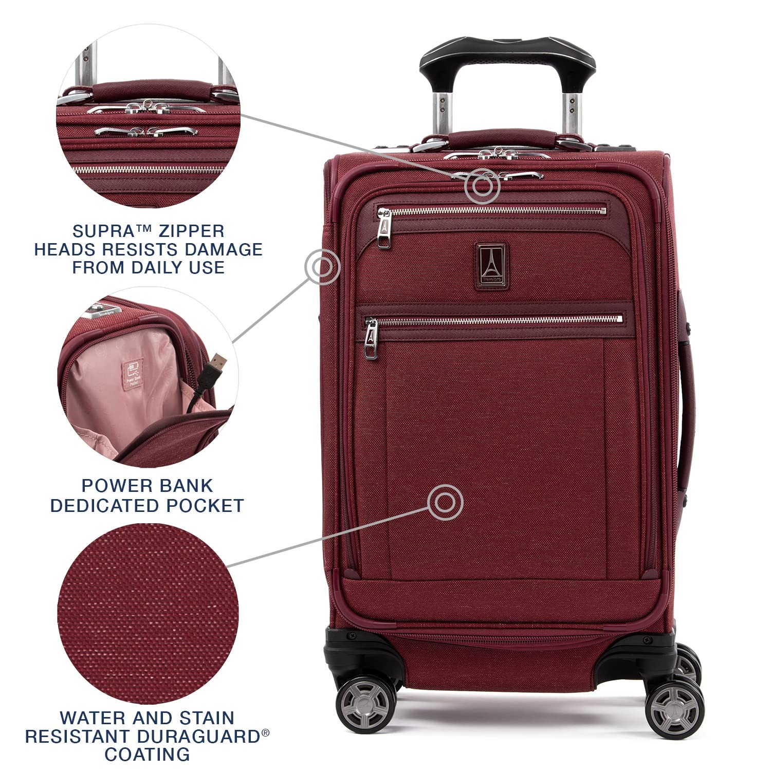 Travelpro Platinum Elite Softside Expandable Luggage, Red Carry On 21 Inch U8