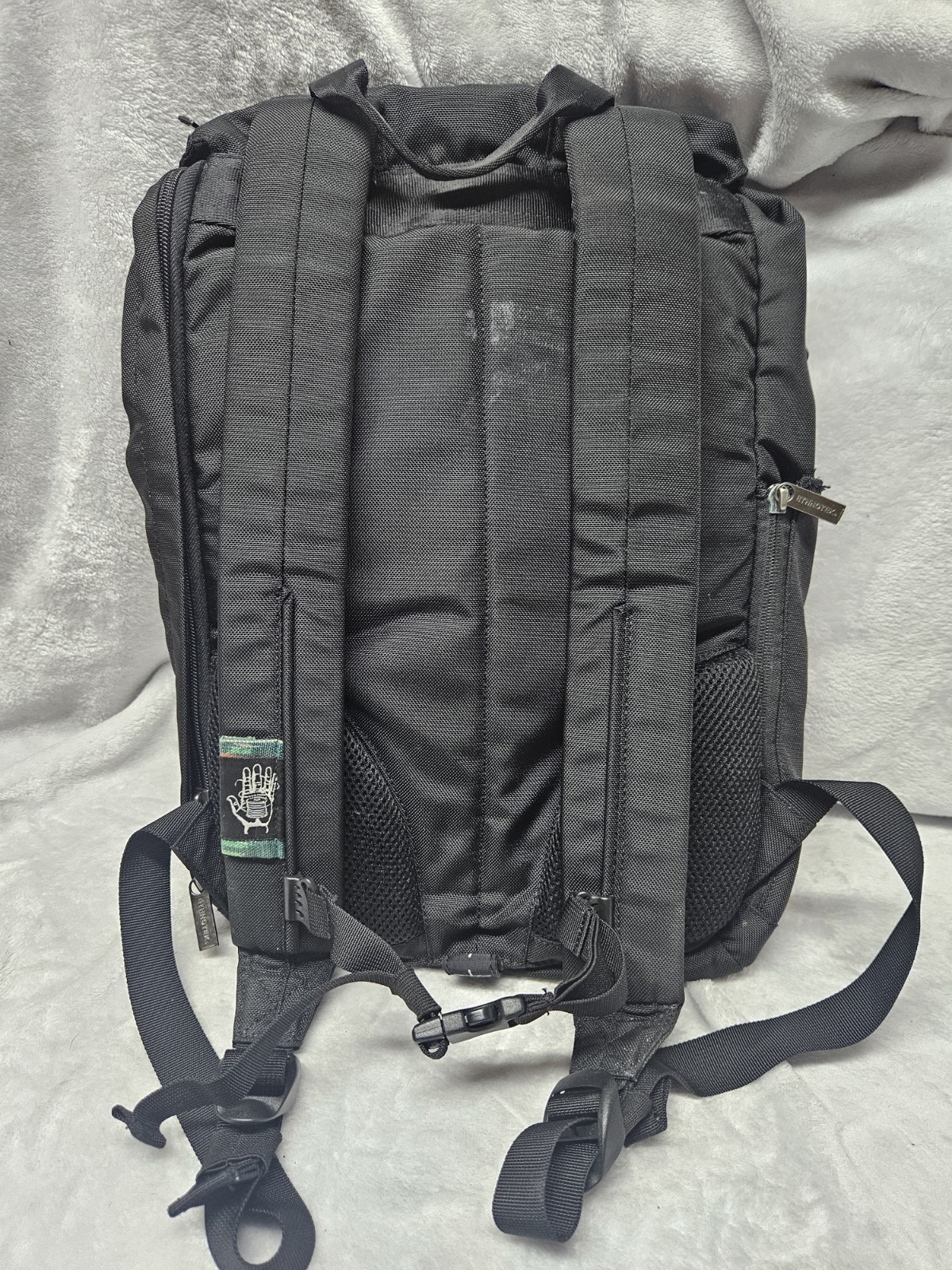 Ethnotek Backpack Black Blue Batik Print Laptop Travel Daypack Hiking School