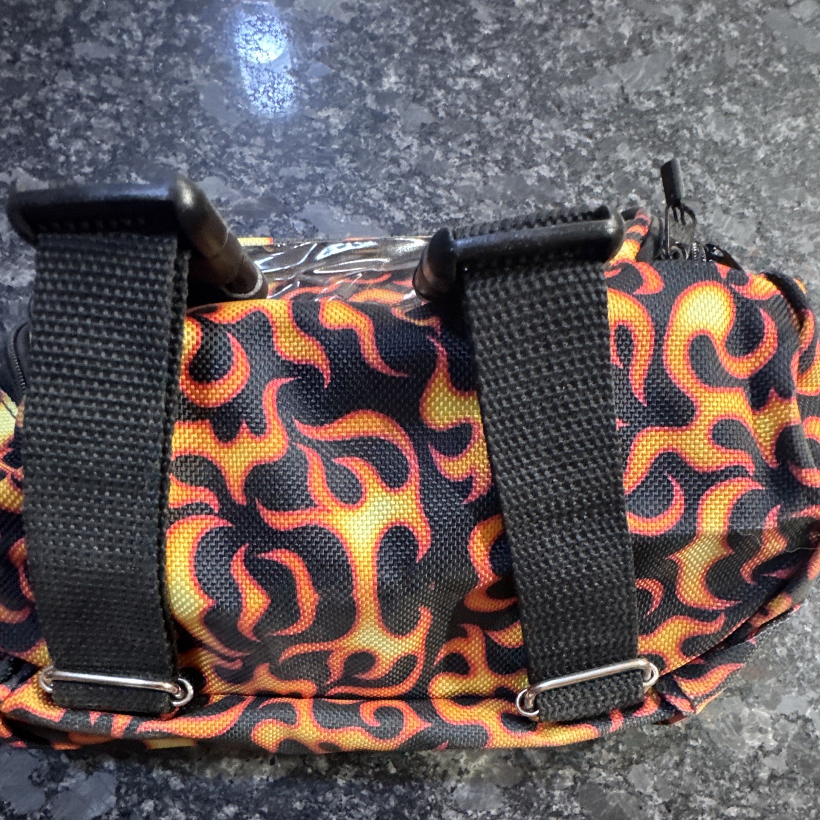 WhinneyWear Inferno Print Clear Front Belt Bag Zip Adjustable pommel pack