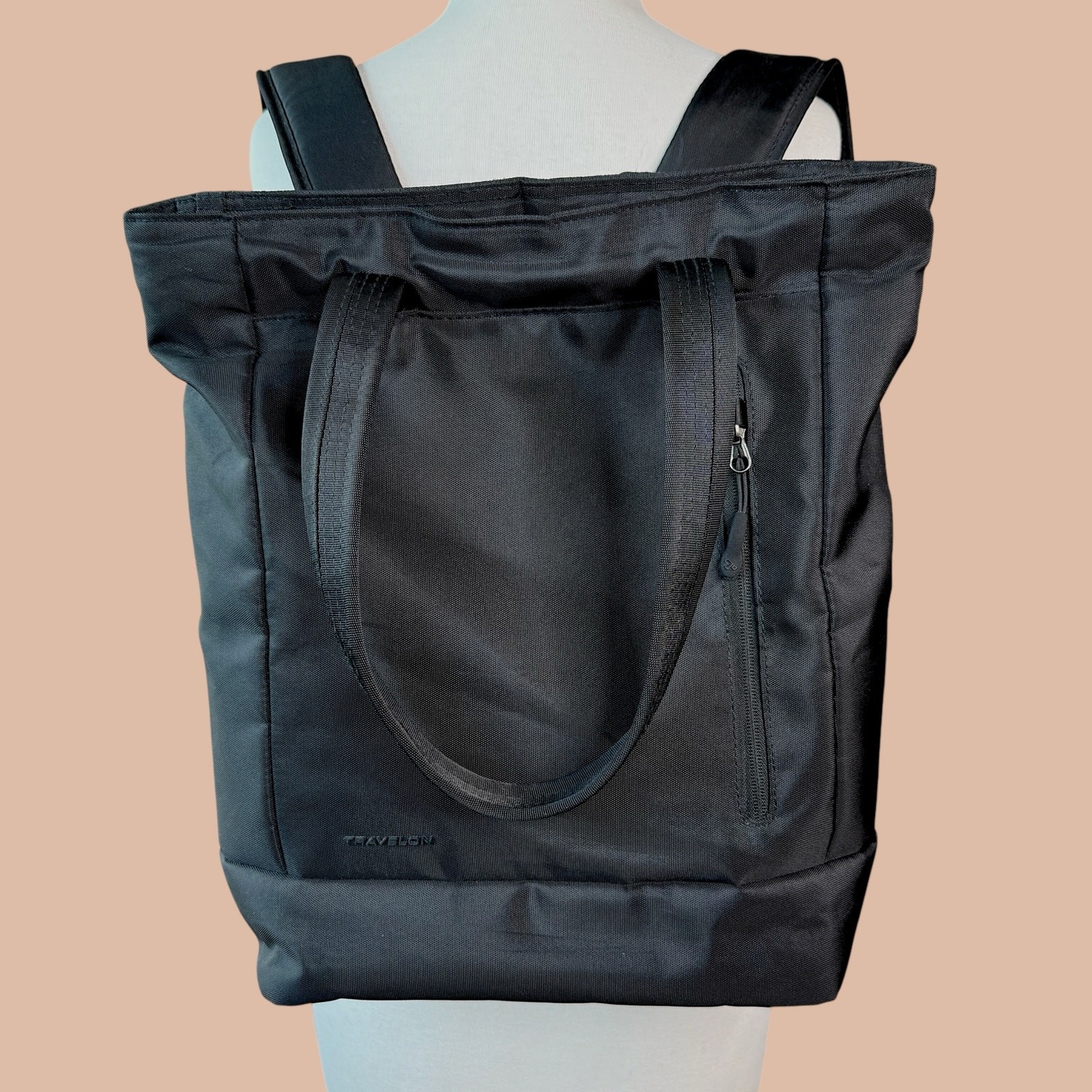 Travelon Unisex Anti Theft Laptop Convertible Backback Tote Travel Bag Black