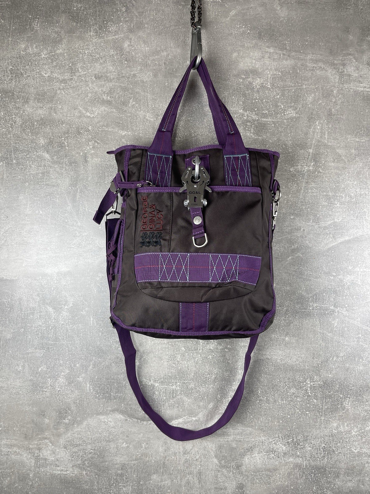 George Gina & Lucy Little Sushi Utility Tote Bag Purple Black Y2K Techwear