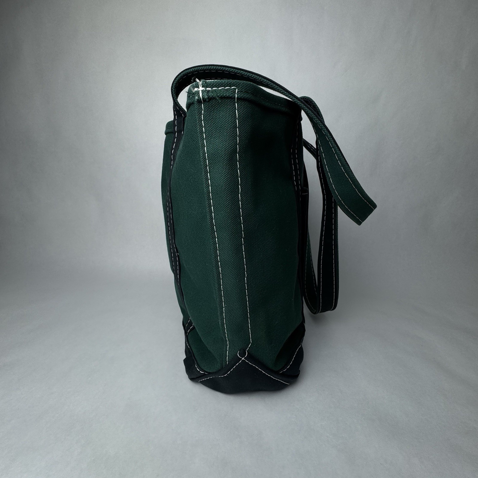 L.L. Bean Boat & Tote Two-Tone Bag Green And Navy Blue Made in USA 16”x5”x12”