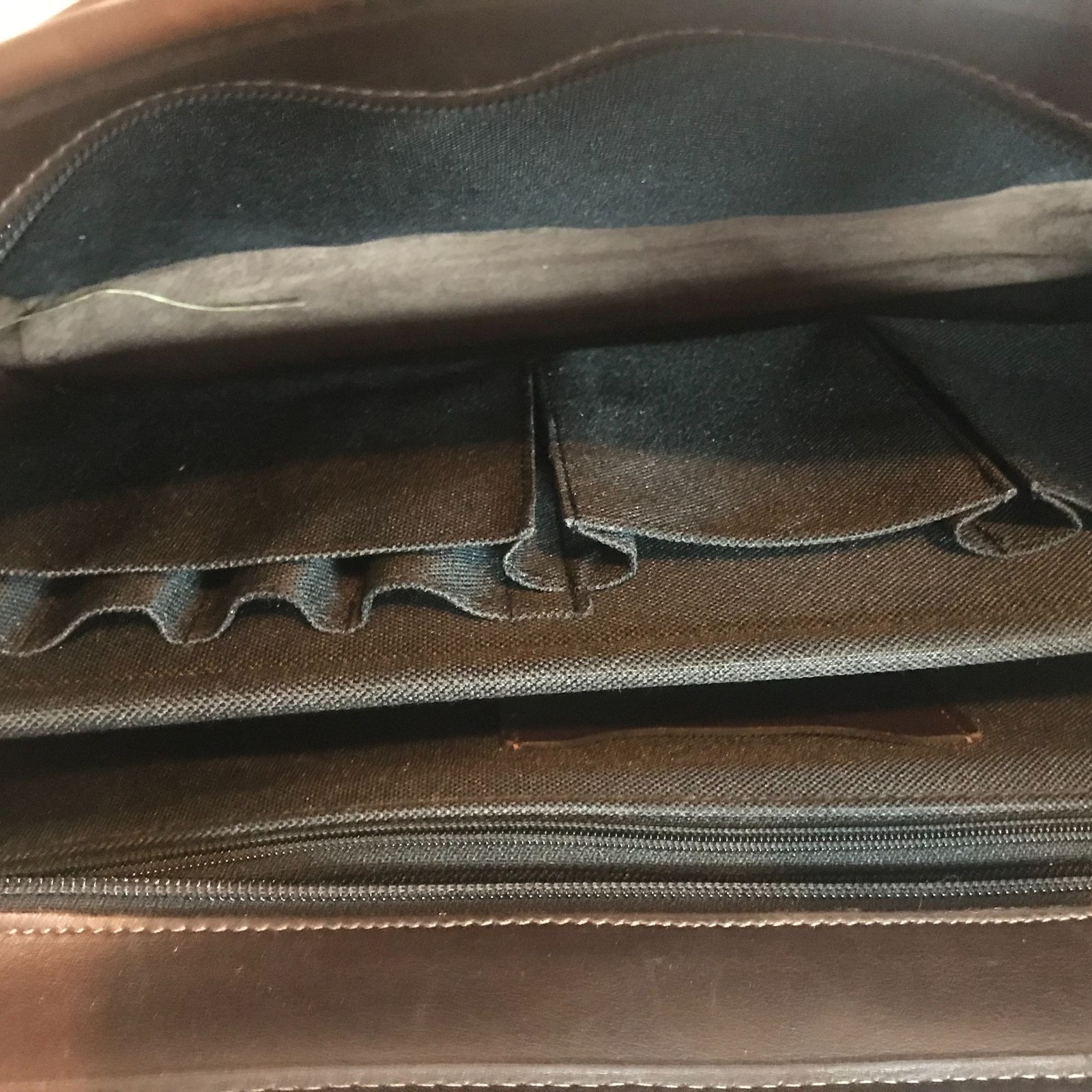 JACK GEORGES Executive Leather Briefcase Messenger Bag Brown Zip Top 16″ USA