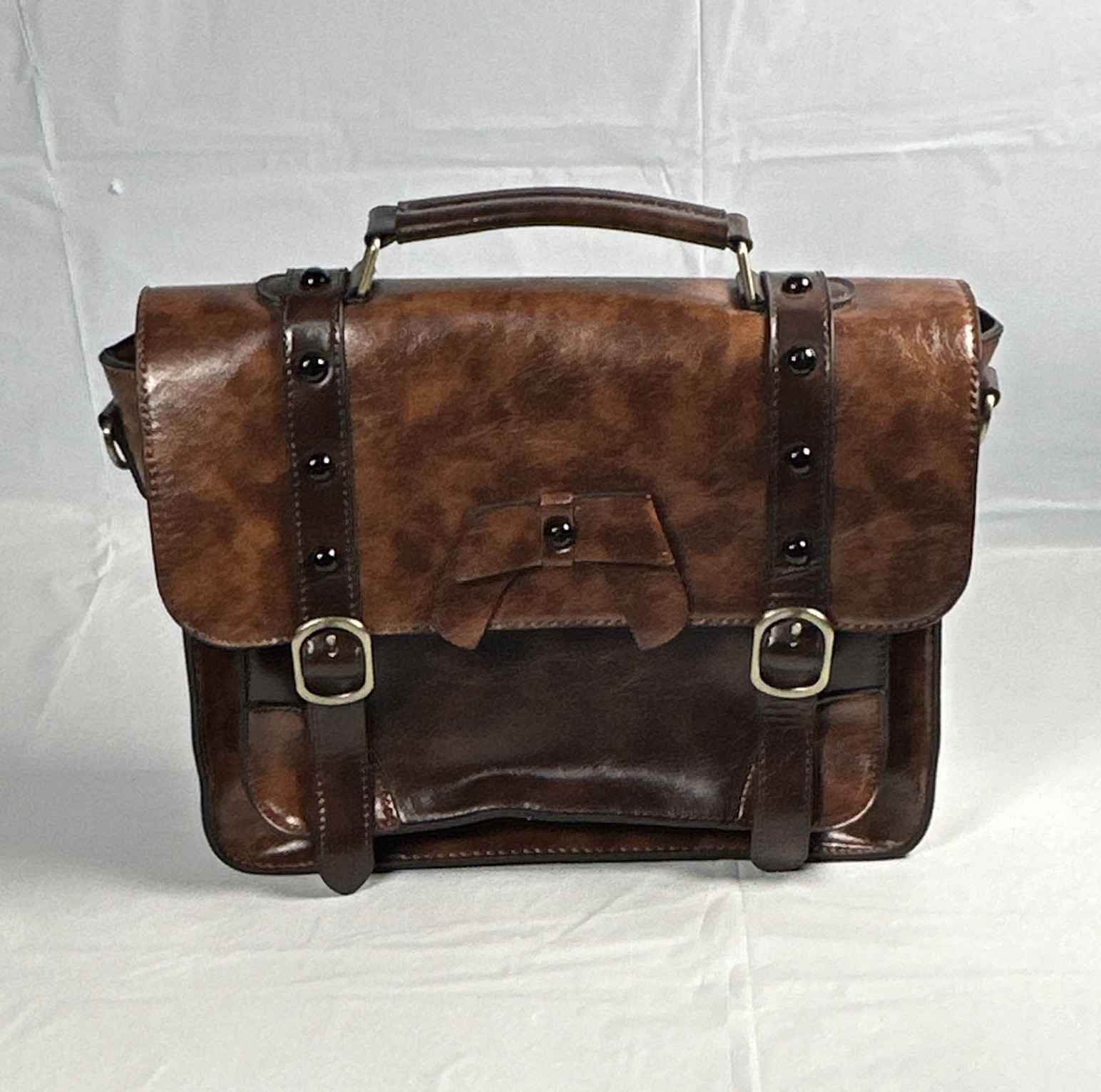 ECOSUSI Brown Messenger Briefcase Bag Buckle Closure Top Handle Pockets