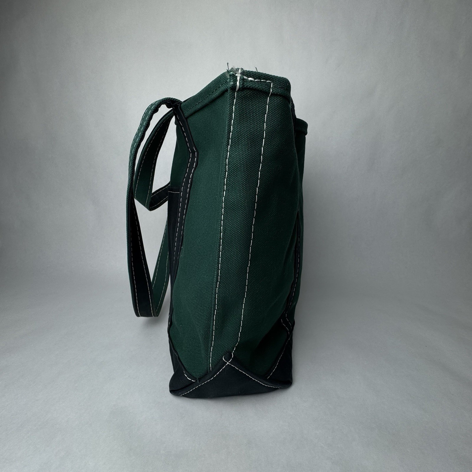 L.L. Bean Boat & Tote Two-Tone Bag Green And Navy Blue Made in USA 16”x5”x12”