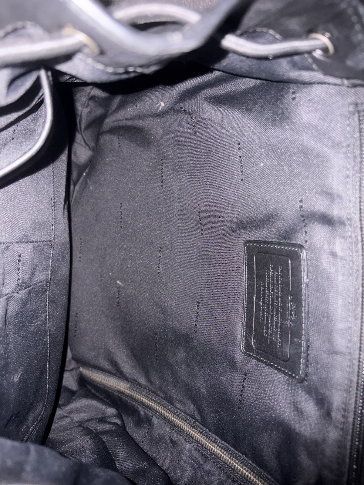 Coach Men’s Black Large Backpack Drawstring Flap, Zip Pockets, Adjustable Strap