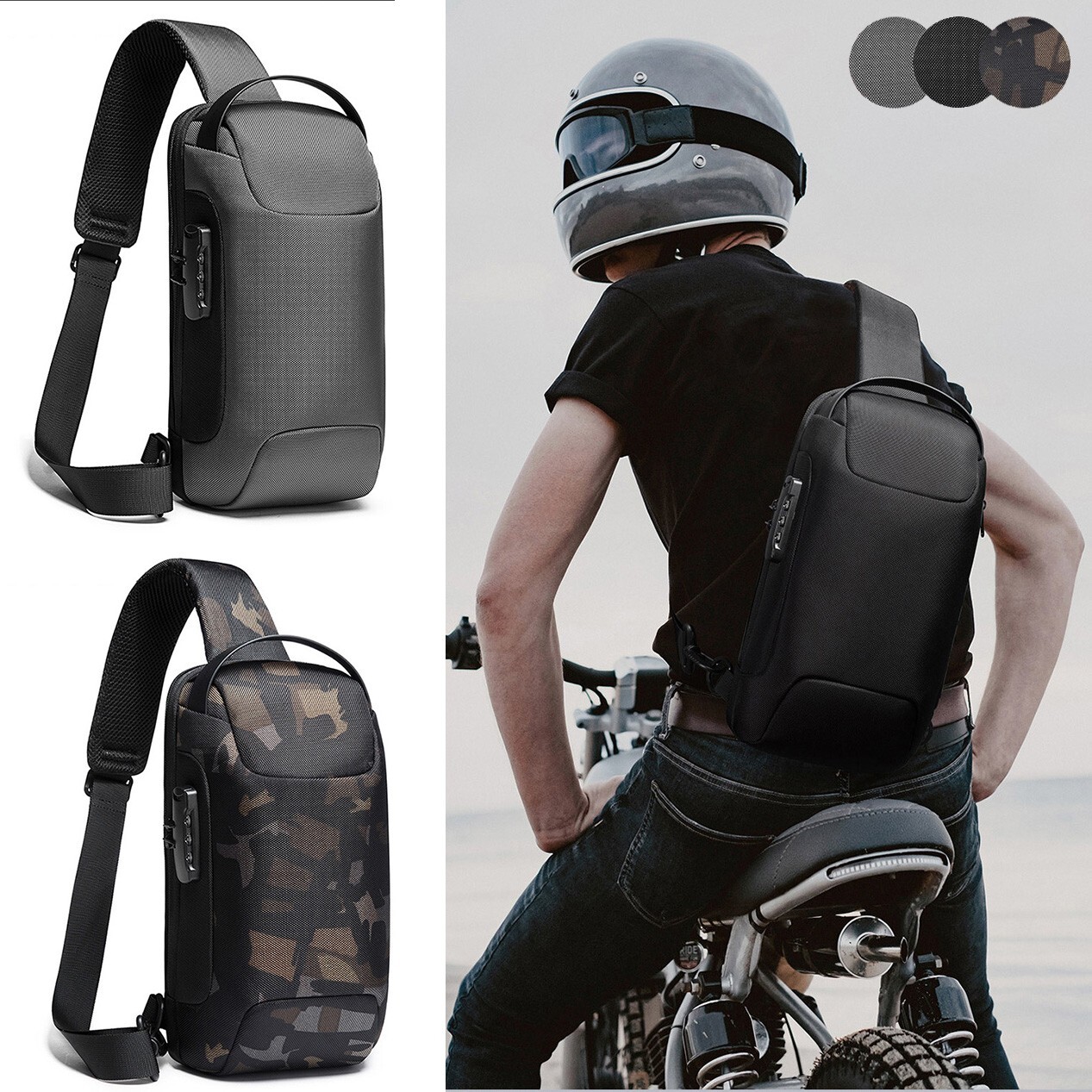 Anti-theft Sling Backpack Men’s Chest Bag Crossbody Backpack Shoulder Daypack