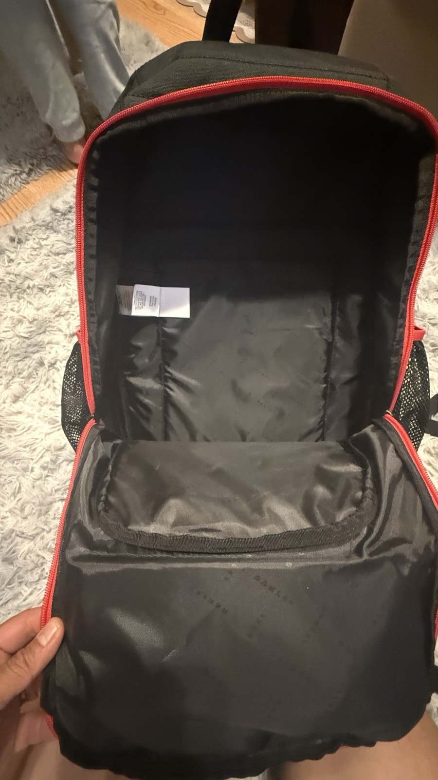 Oakley Black/Red Backpack Zip Closure Adjustable Strap Pockets Double Handles