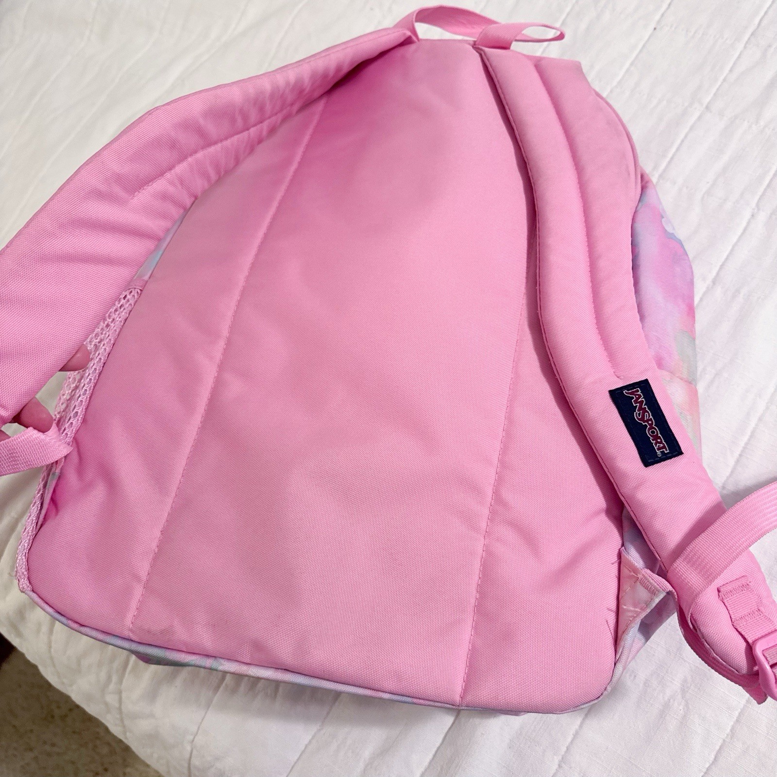 JanSport Big Student Backpack Neon Daisy Floral Print Pink