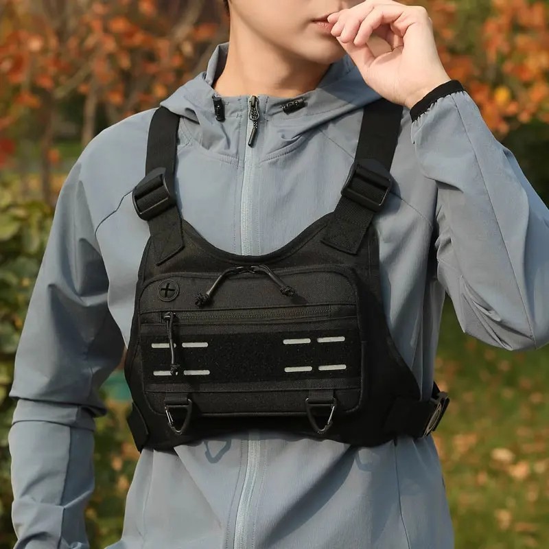 Sport Running Combat Chest Rig Bag Front Pouch Recon Kit Pack Protective Vest
