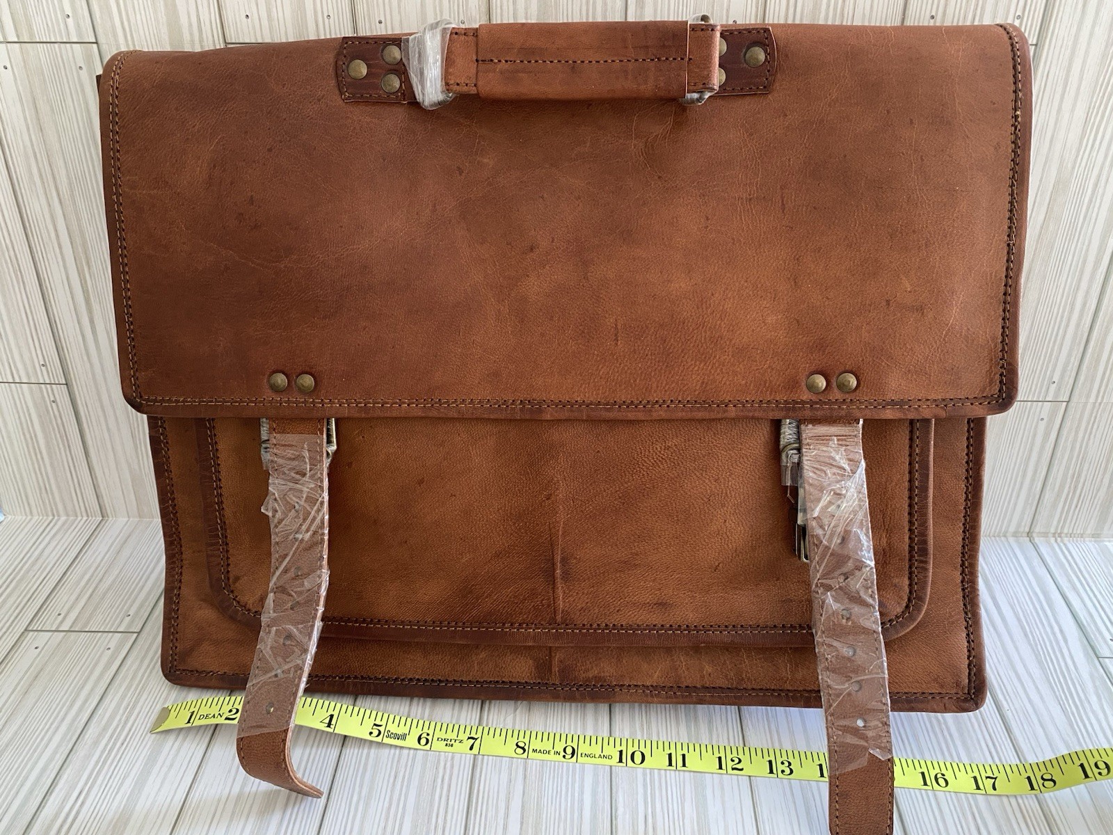 Komal’s Passion Handmade Leather Satchel Laptop Messenger Bag Canvas 18”