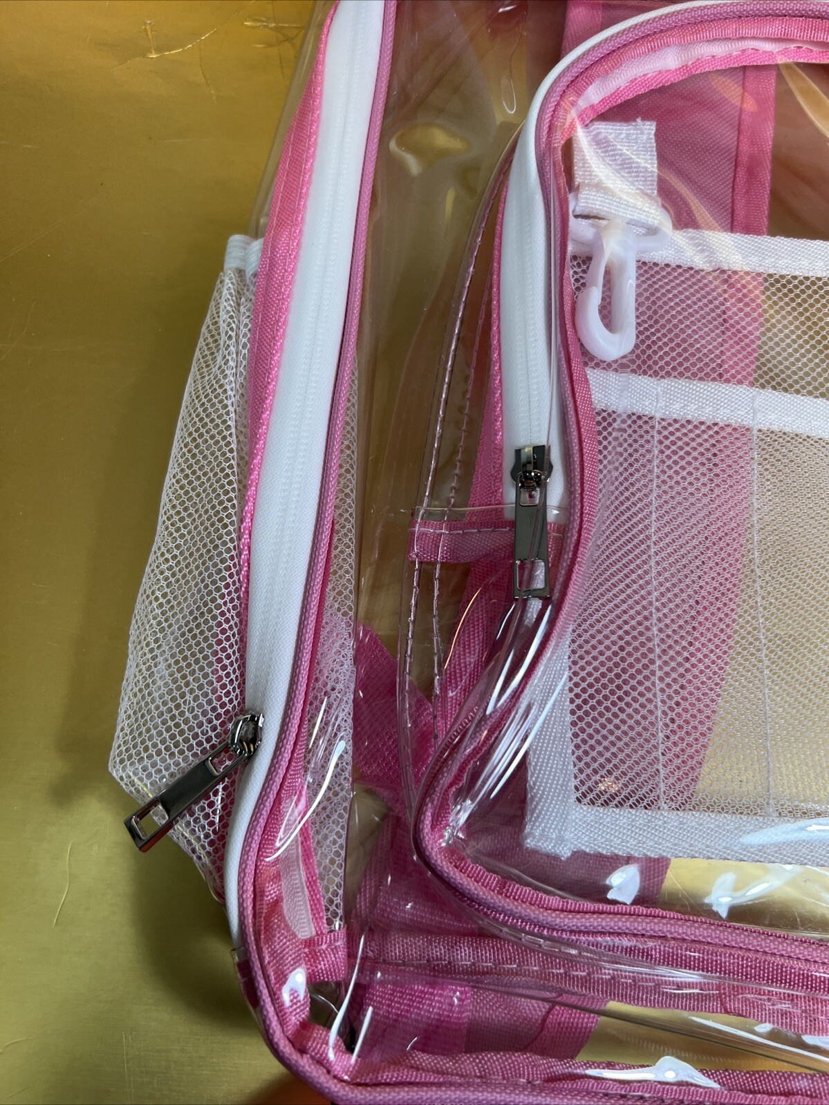 School bag Solid Color Clear Backpack Heavy Duty PVC Transparent Stylish Pink