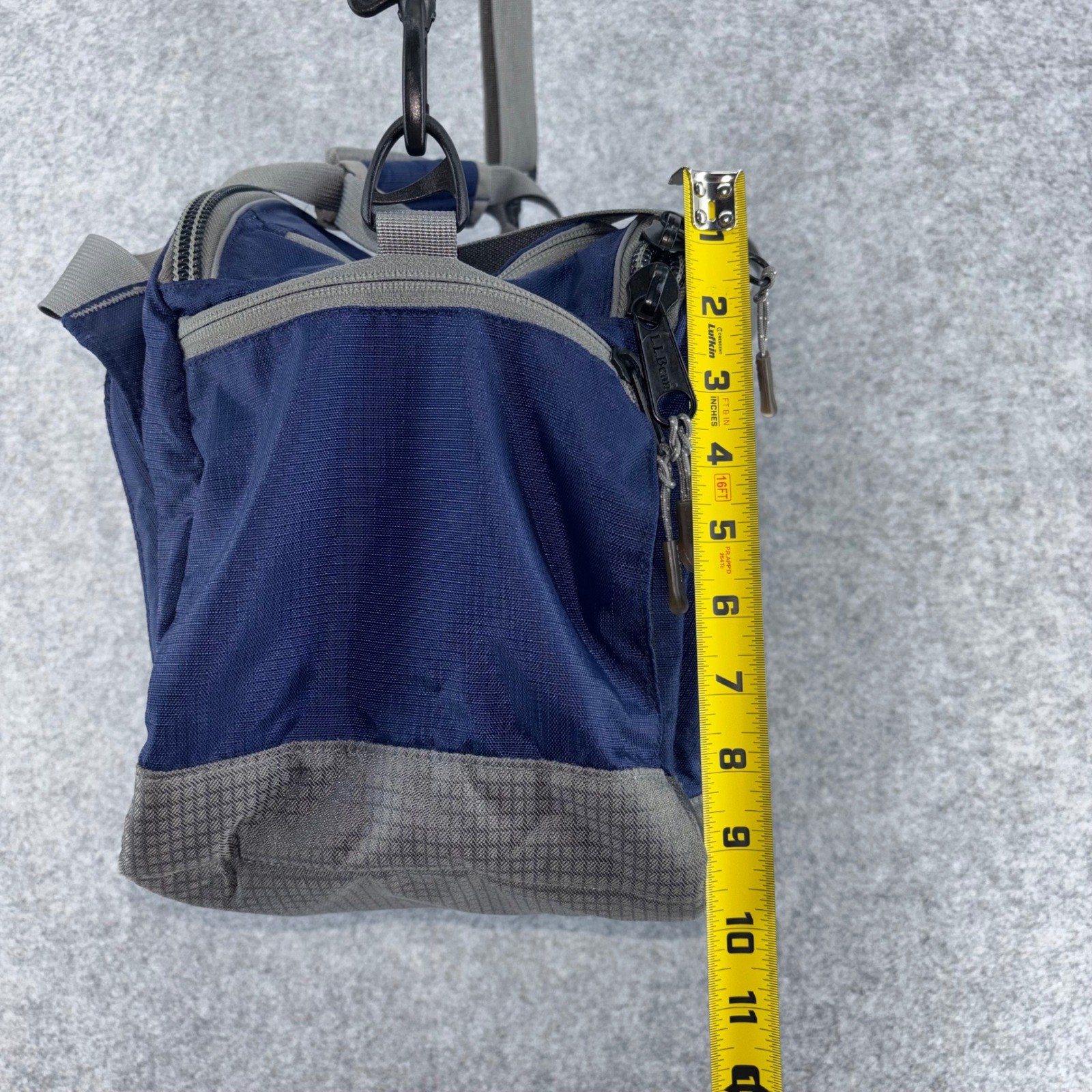 LL Bean Navy Blue Gray Ripstop Nylon Crossbody Shoulder Bag Utility Travel Tote