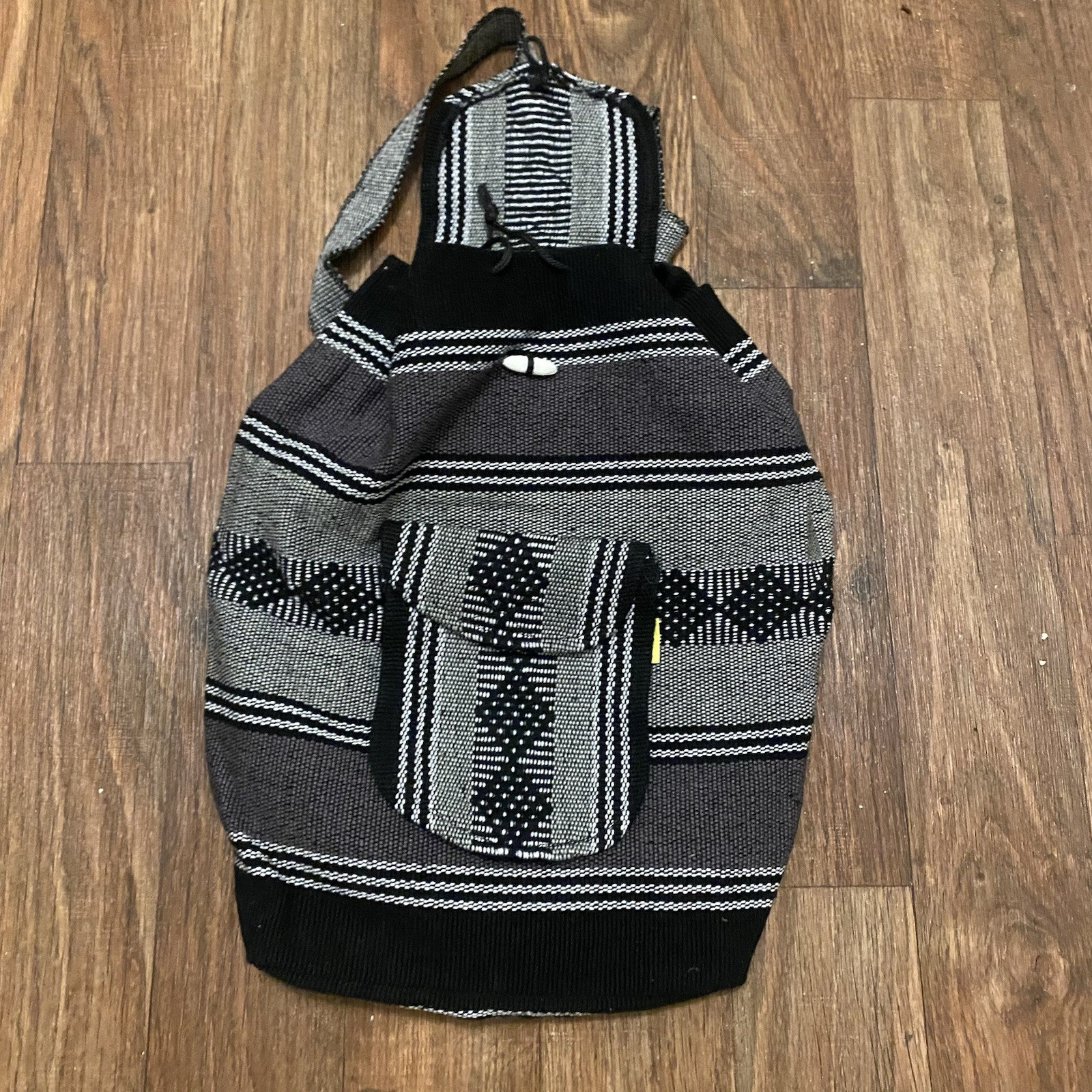 Rogerio’s Knit Backpack Black & Gray Boho 15.5”H X 13” W X 4” Deep