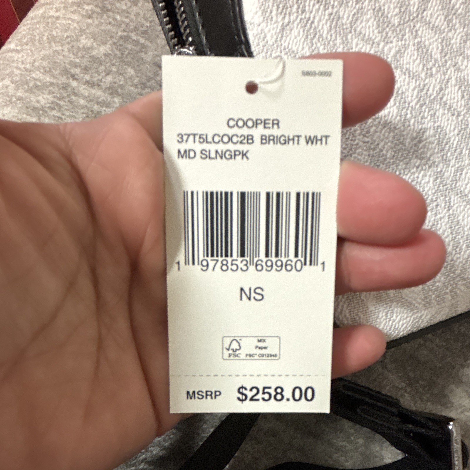 Michael Kors Cooper Medium Sling Pack Crossbody Bag White/Black Logo Zip