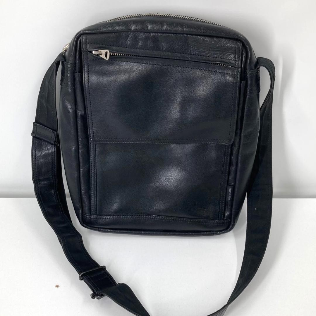Authentic PORTER Shoulder Bag SQUARE Black 31cm x 23cm x 5cm Used Damage