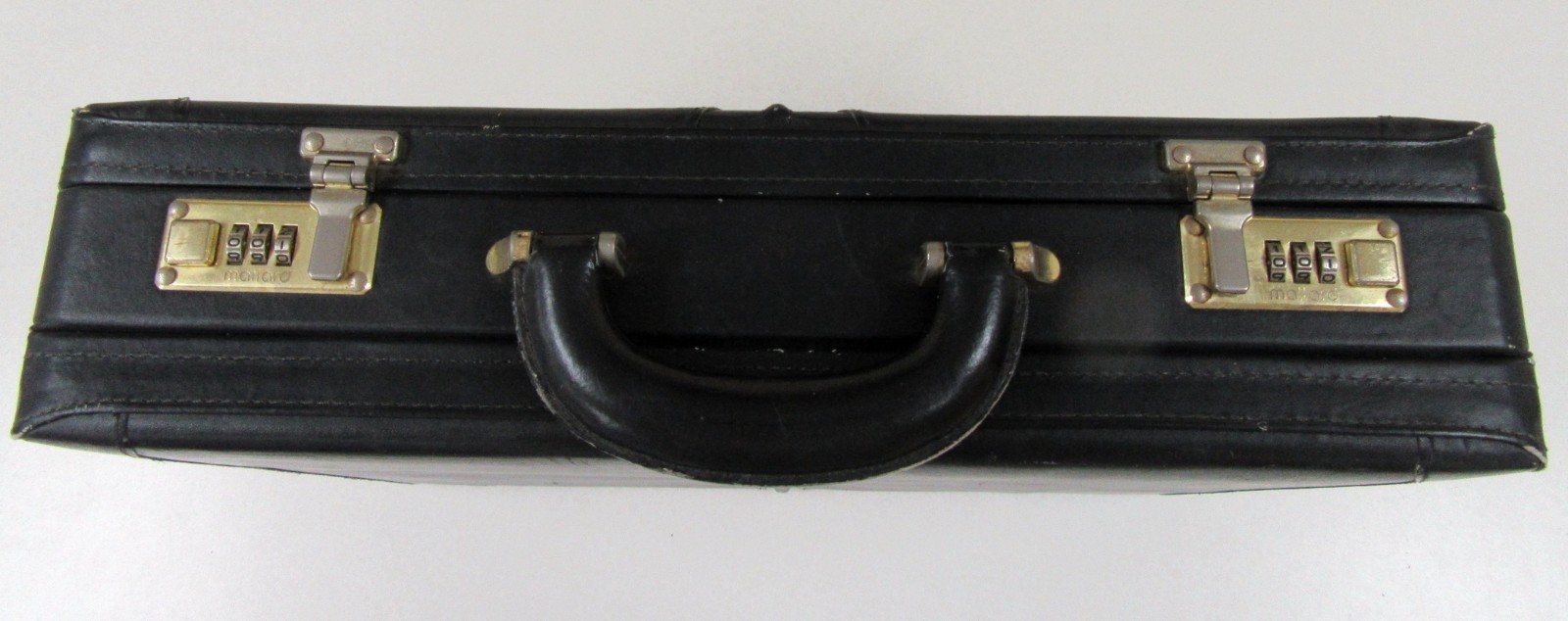 Black Leather Briefcase, expandable, used.