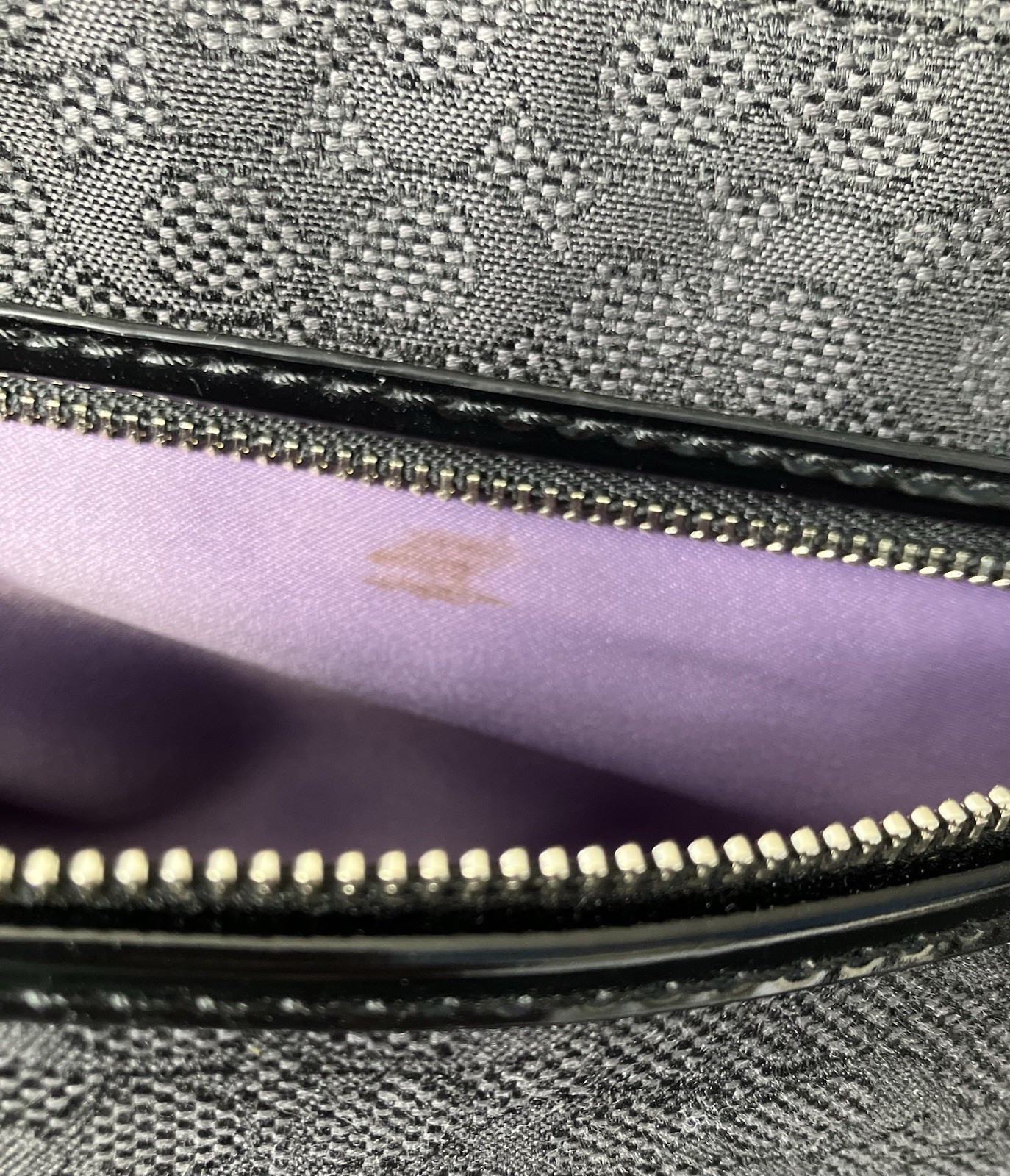 COACH MONOGRAM CROSS BODY PURSE/BAG C1375-25043 GREY/BLACK PURPLE SATIN LINING