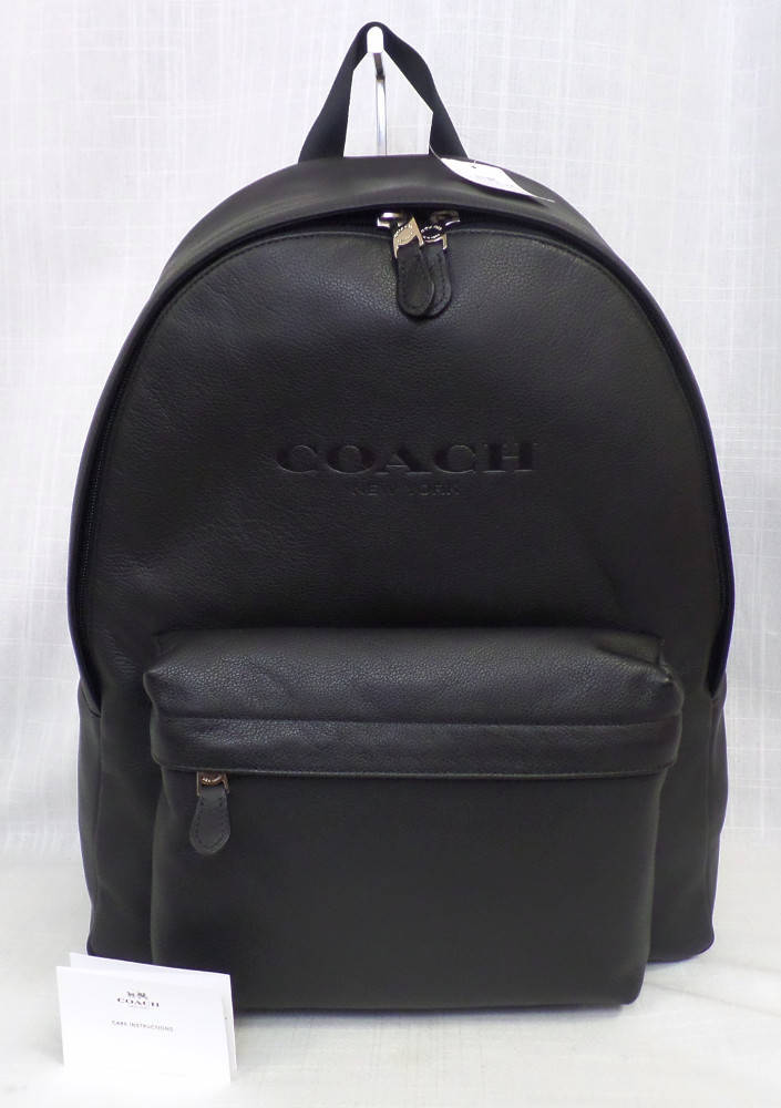 Coach Charles Black Pebbled Leather Laptop Backpack Work Travel NWT $550 F24650