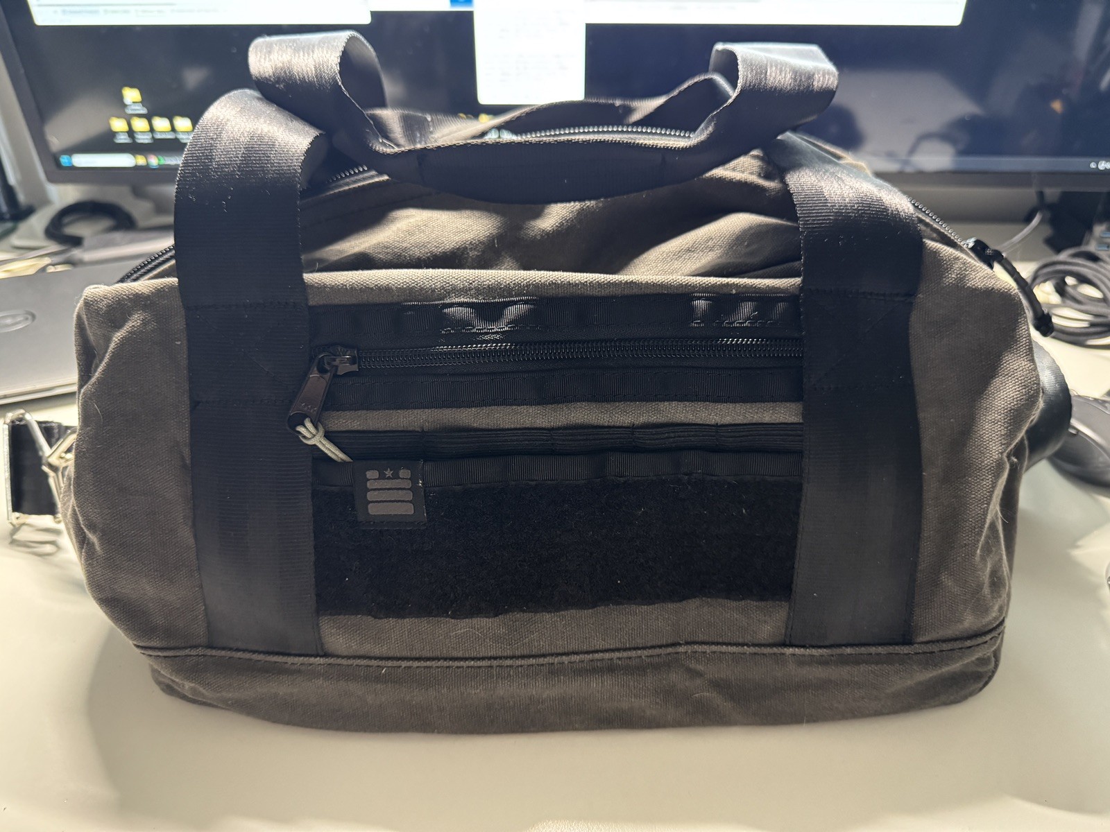 🟢 Garage Built Gear GBG Mighty Duffle Bag Grey Waxed Canvas