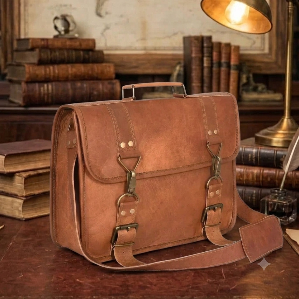 Bag Leather Laptop Messenger Genuine Men’s Vintage Brown Briefcase Satchel Real