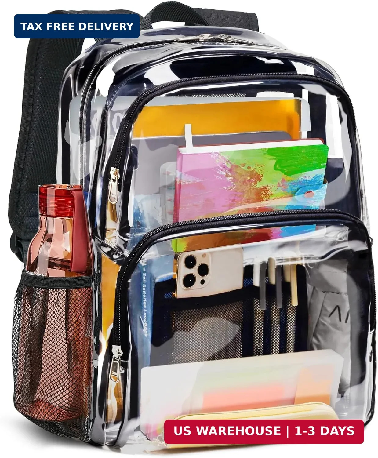 Vorspack Clear Backpack Heavy Duty – Large Clear Bookbag Transparent See Through