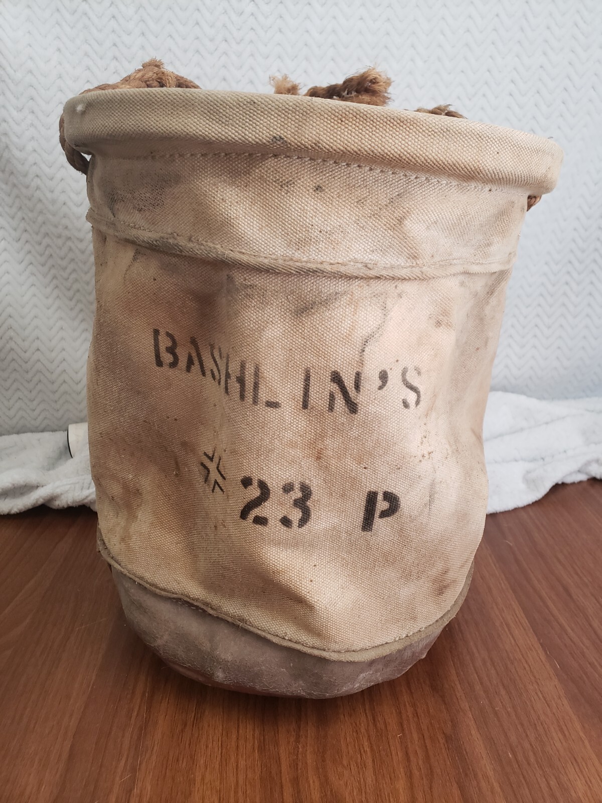 Vintage Mid Century Bashlins 23P Lineman Canvas Climbing Gear Tool Bag Tote