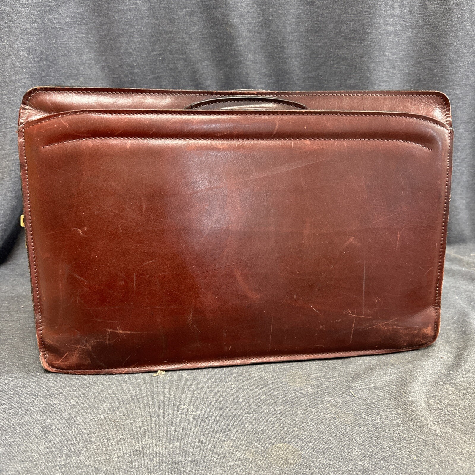Jack Georges Briefcase Cognac Brown Leather Double Handle Top Zip Professional +