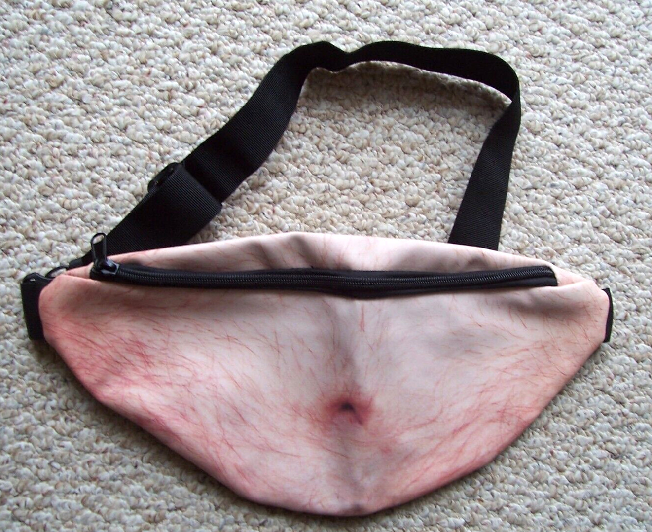 Novelty Fanny Pack Waist Pack Hairy Belly & Belly Button Adjustable Strap