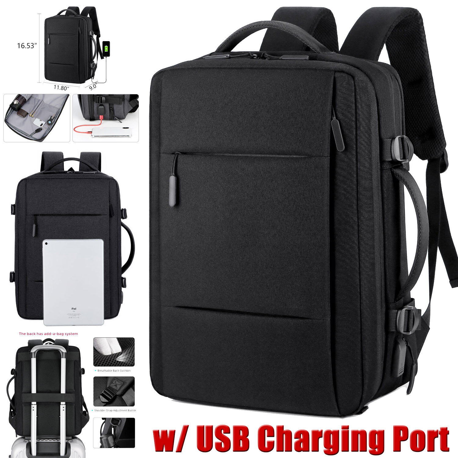 Men Women Backpack Travel Rucksack School Laptop Bag W/ USB Charging Port