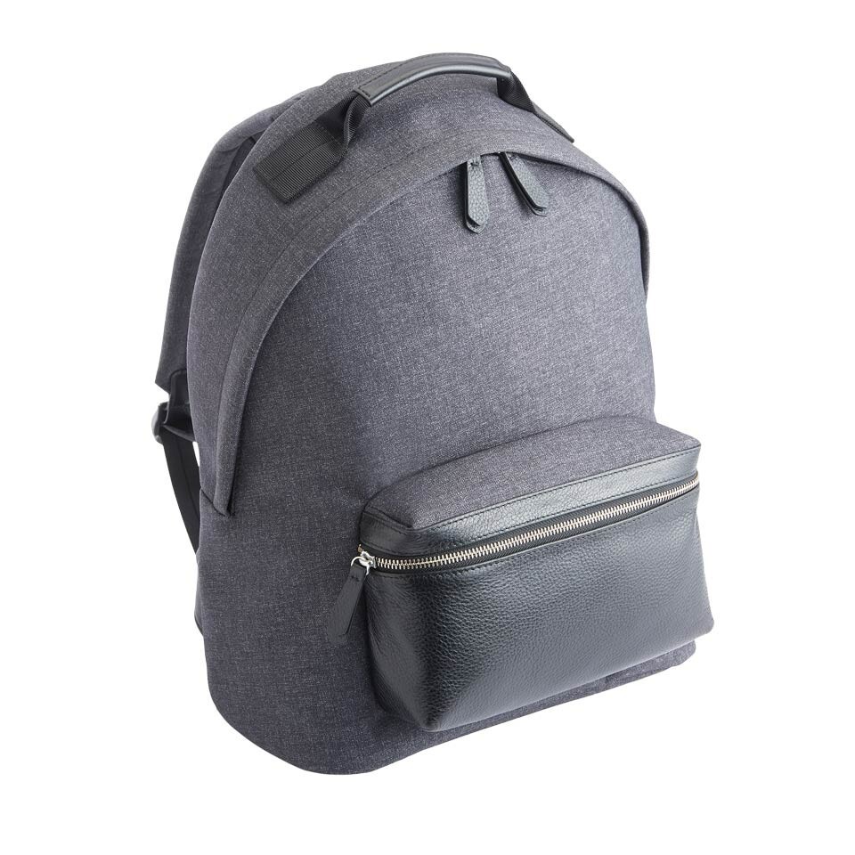Royce Mixed Media Flannel/Leather 13″ Laptop Backpack $450 Heather Gray New!