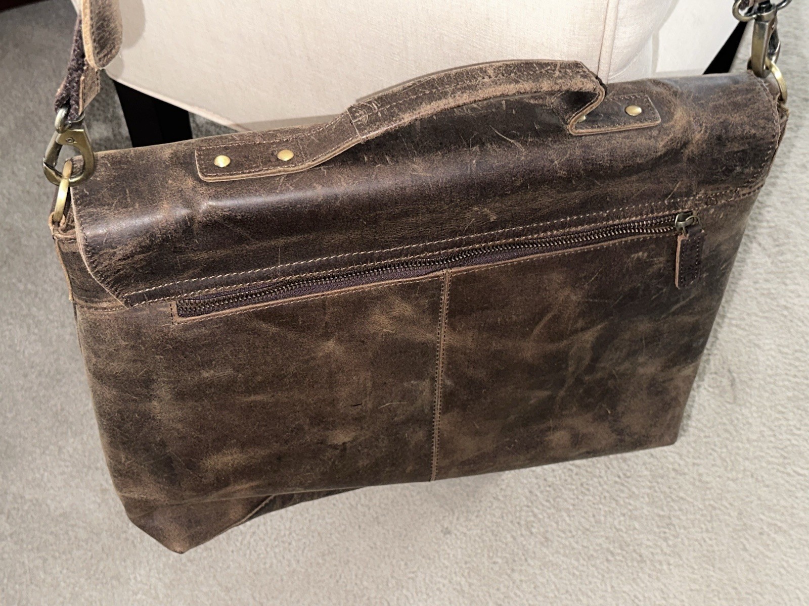Komalc Passion Full Grain Leather briefcase 16” Laptop Messenger Bag Men/woman