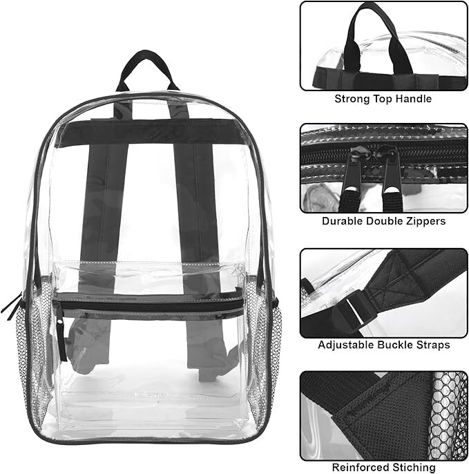 Trail maker Clear Backpack Heavy Duty with Padded Straps