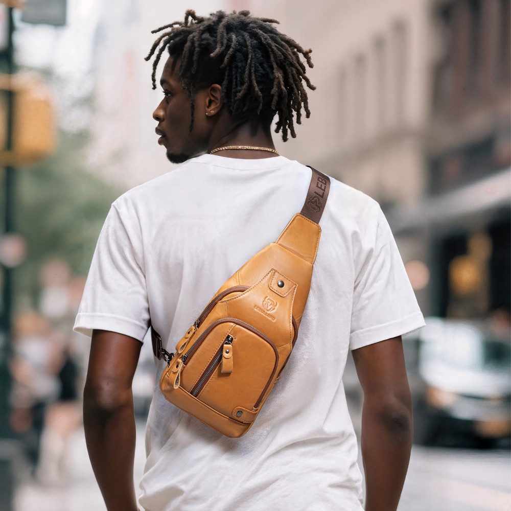 Sling Backpack for Men Chest bag Crossbody Bag Shoulder Bag 100% Genuine Leather