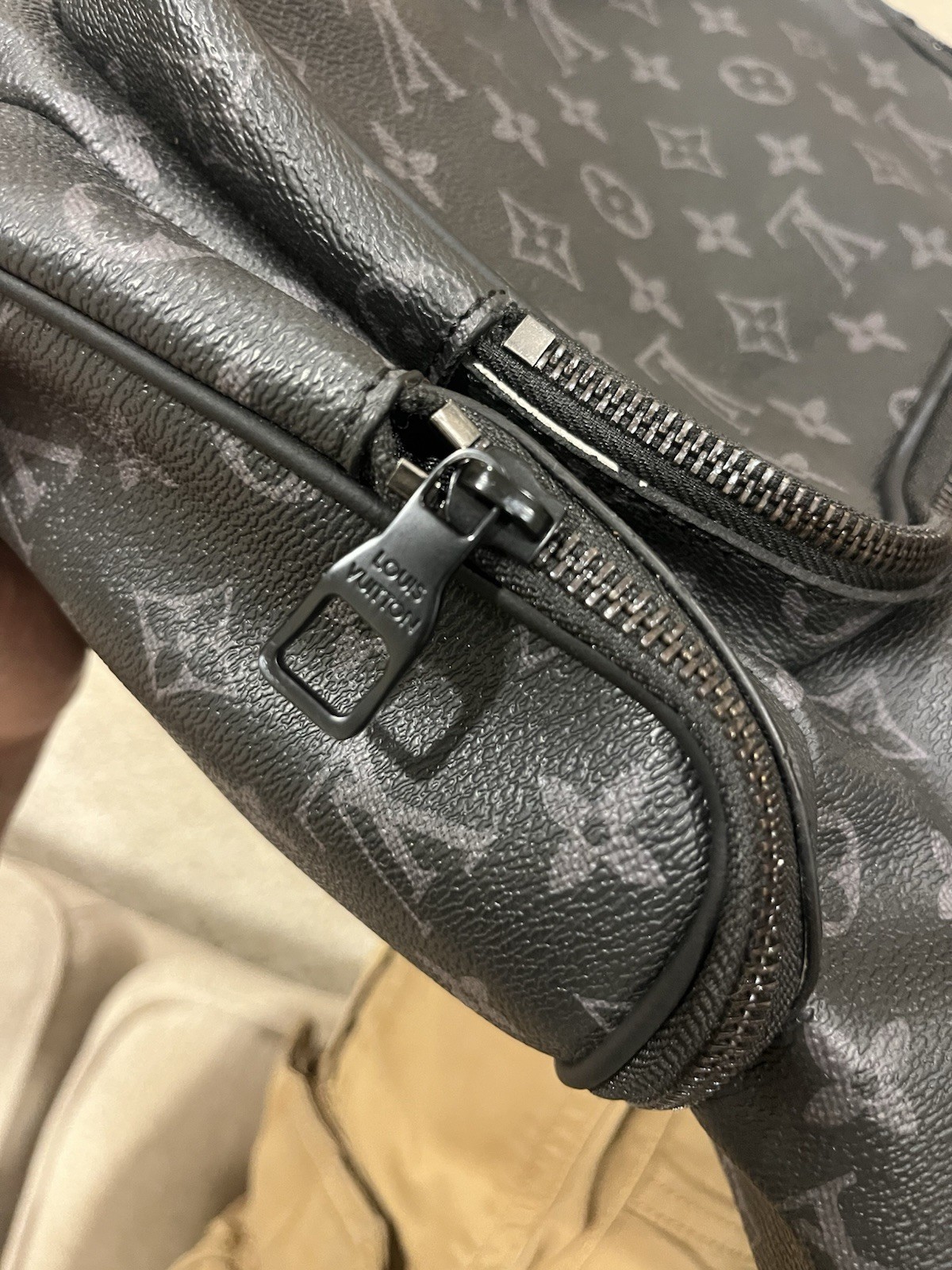 Authentic LOUIS VUITTON Monogram Eclipse Trio Back Pack Rucksack