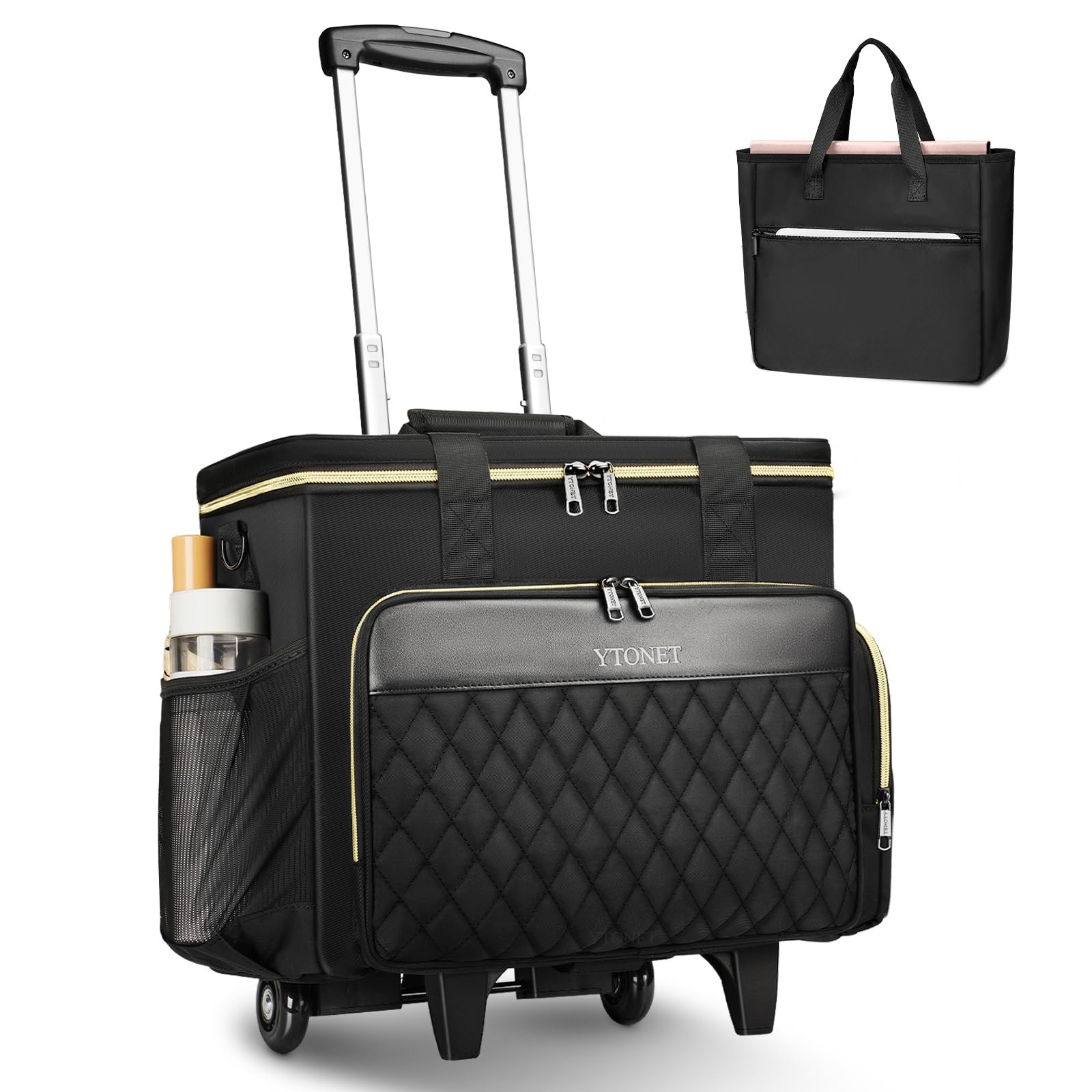 Rolling Teacher Bag, 15.6 Inch Rolling Laptop Bag with Detachable Dolly & Fil…