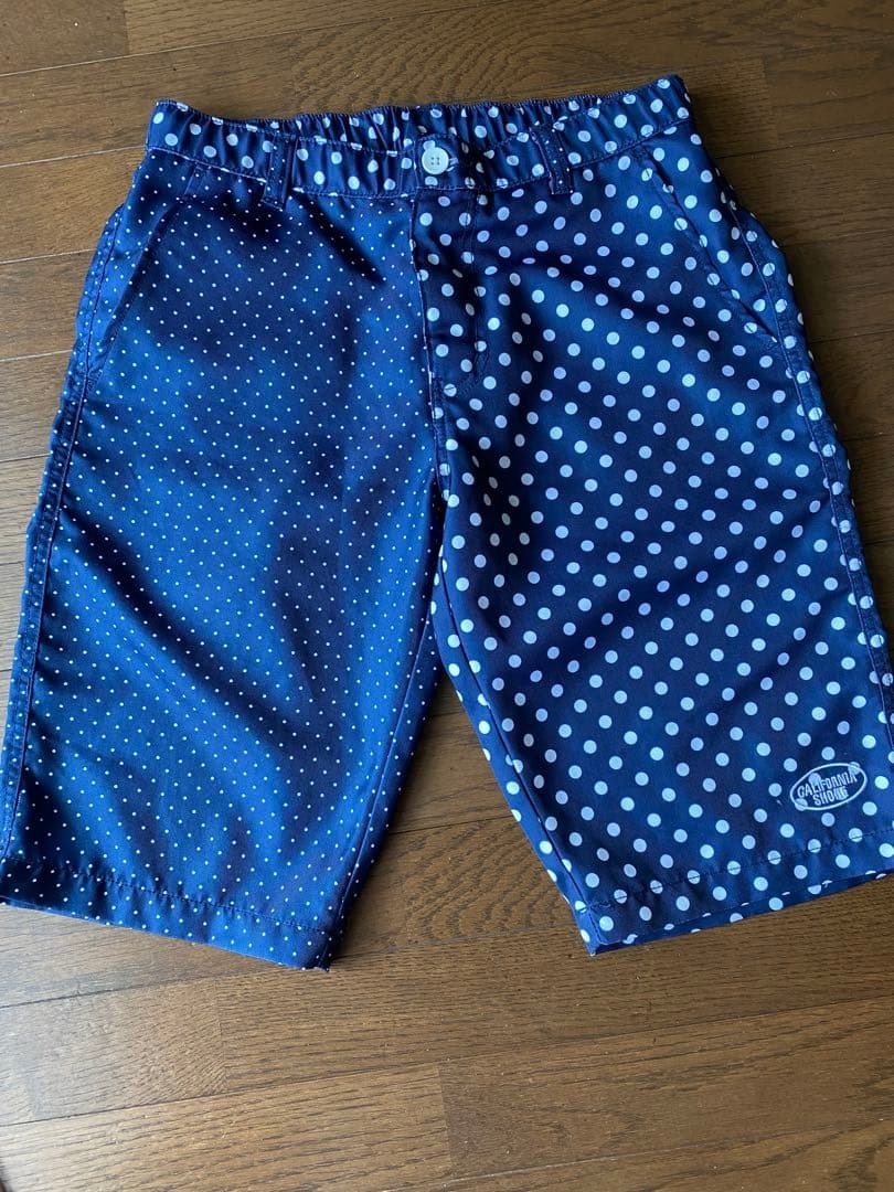 California Shore Bag Navy Leather Polka Dot Shoulder Mens Japan Used