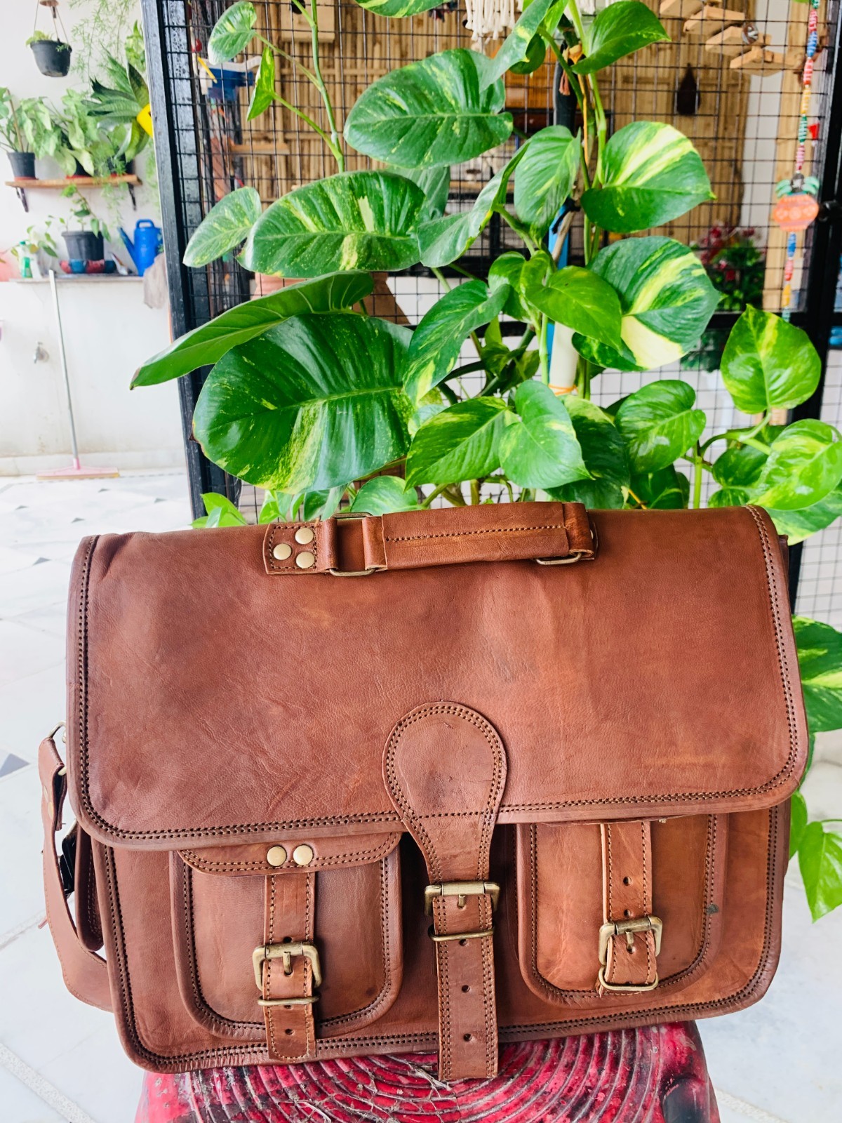 Handmade Celebraty Leather Vintage Laptop Messenger Briefcase Bag Satchel