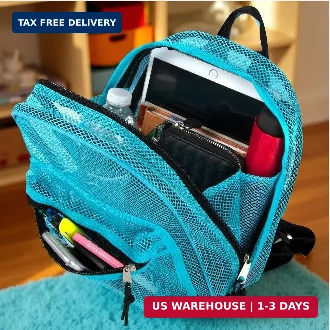 Womens Mesh Backpack Transparent Mini 11in School Travel Bag
