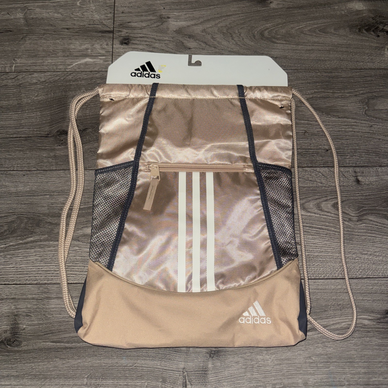 Adidas Alliance II Sackpack Drawstring Athletic Sports Bag NEW Beige /Off White