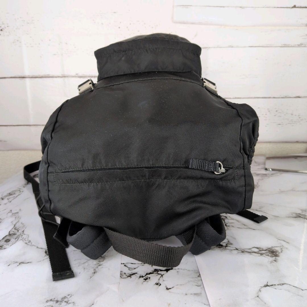 PRADA Black Nylon A4 Backpack Triangle Logo Business Travel Rare Mens Unisex